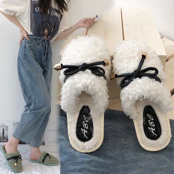slippers furry women's autumn and winter baotou bow non-slip indoor warm cotton fur sandals mules shoes women, Black
slippers furry women's autumn and winter baotou bow non-slip indoor warm cotton fur sandals mules shoes women, Black