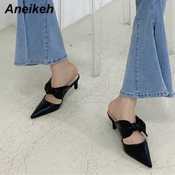 aneikeh 2020 elegant pointed end slippers slides women butterfly-knot flip flops square toe mules thin heels party ladies shoes, Black
aneikeh 2020 elegant pointed end slippers slides women butterfly-knot flip flops square toe mules thin heels party ladies shoes, Black