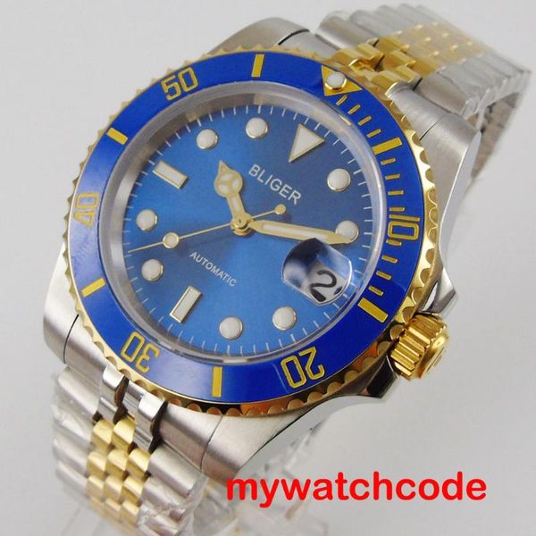 40mm bliger blue dial date window ceramic coating bezel 316l stainless steel band magnifier nh35 self-winding movement men watch, Slivery;brown
40mm bliger blue dial date window ceramic coating bezel 316l stainless steel band magnifier nh35 self-winding movement men watch, Slivery;brown