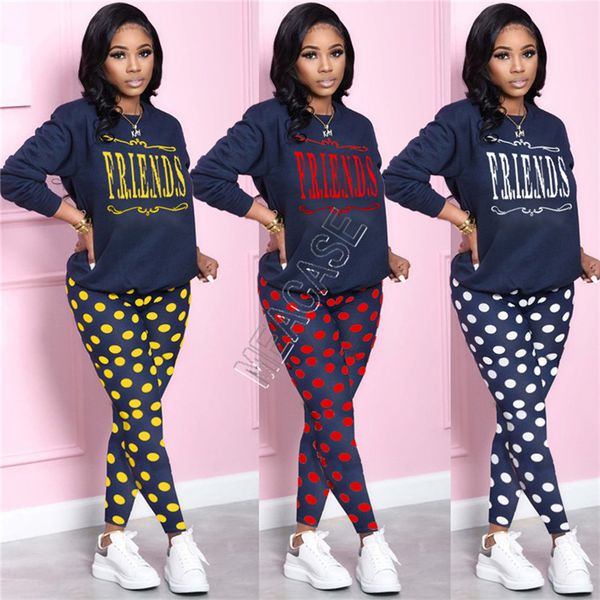 women tracksuit design polka dot friends letter printing hoodie long sleeve sweatshirt pants leggings two piece set outfits d82605, White
women tracksuit design polka dot friends letter printing hoodie long sleeve sweatshirt pants leggings two piece set outfits d82605, White