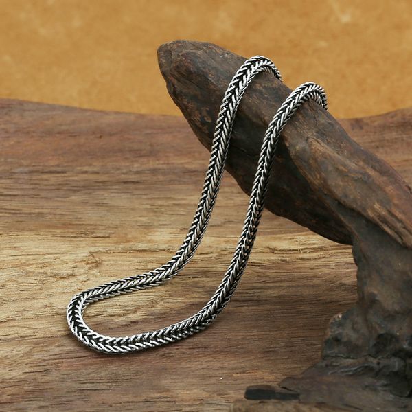 fnj tail chain necklaces 925 silver 2.8mm 45cm to 65cm original s925 thai silver women men necklace