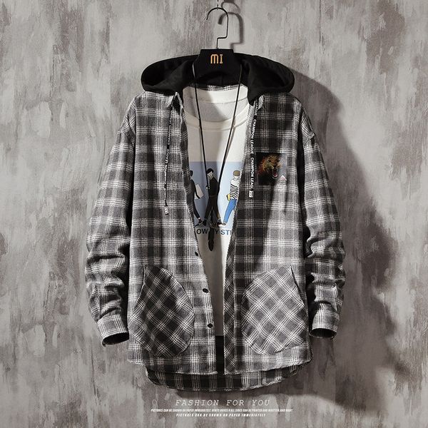 red black hip hop streetwear casual plaid shirt men long sleeve spring autumn cardigan loose with hooded kg-929, White;black
red black hip hop streetwear casual plaid shirt men long sleeve spring autumn cardigan loose with hooded kg-929, White;black
