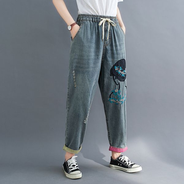 women's jeans plus size woman denim harem pants spring autumn drawstring casual embroidery for women mom femme jean, Blue
women's jeans plus size woman denim harem pants spring autumn drawstring casual embroidery for women mom femme jean, Blue