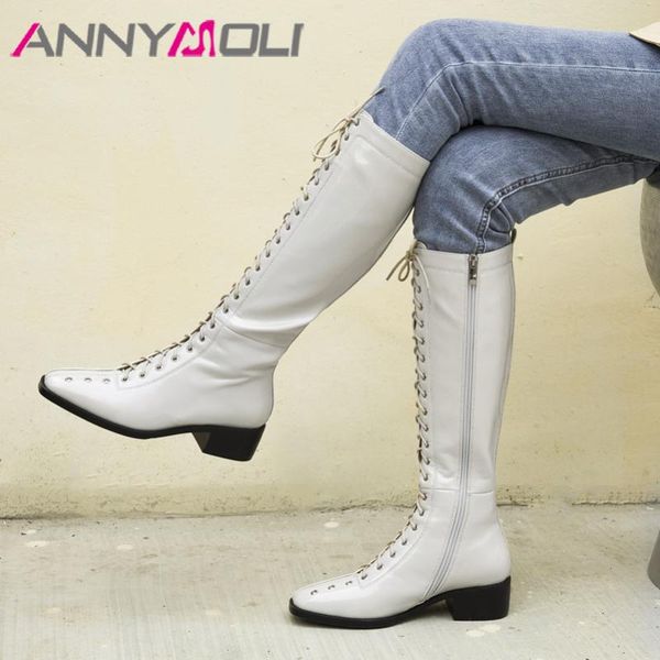 annymoli real leather mid heel long boots women shoes square toe zip lace up thick heels knee high boots autumn winter beige 43, Black
annymoli real leather mid heel long boots women shoes square toe zip lace up thick heels knee high boots autumn winter beige 43, Black