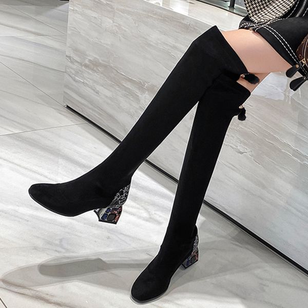 flock socks boots autumn winter crystal high heels prom party shoes woman women over the knee high boots, Black
flock socks boots autumn winter crystal high heels prom party shoes woman women over the knee high boots, Black