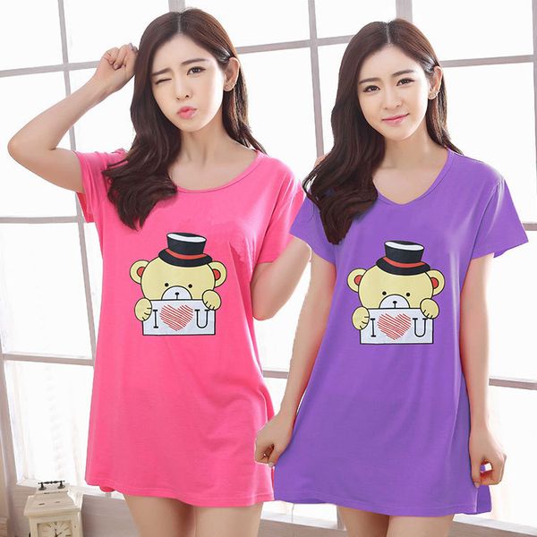 beauty modal nightgown women's summer short-sleeved cartoon cute pajamas women's skirt students home wear thin, Black;red
beauty modal nightgown women's summer short-sleeved cartoon cute pajamas women's skirt students home wear thin, Black;red