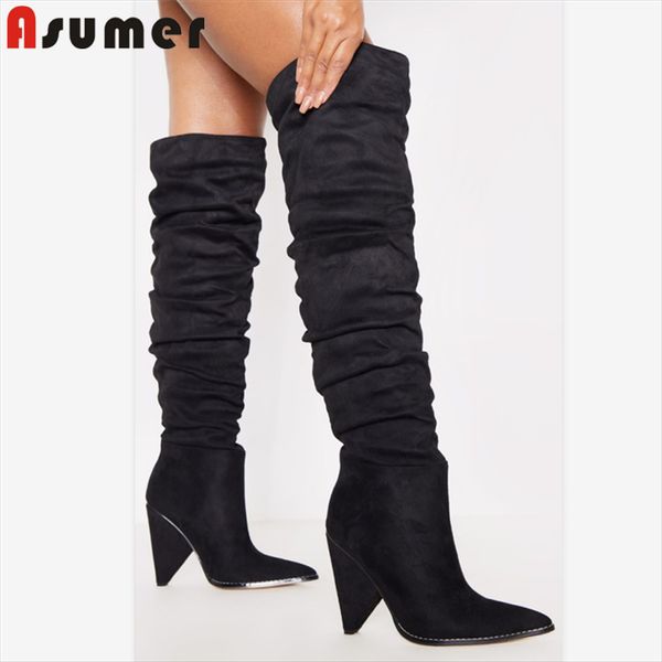 asumer 2020 over the knee thigh high boots women flock solid colors autumn winter western boots woman high heel shoes, Black
asumer 2020 over the knee thigh high boots women flock solid colors autumn winter western boots woman high heel shoes, Black