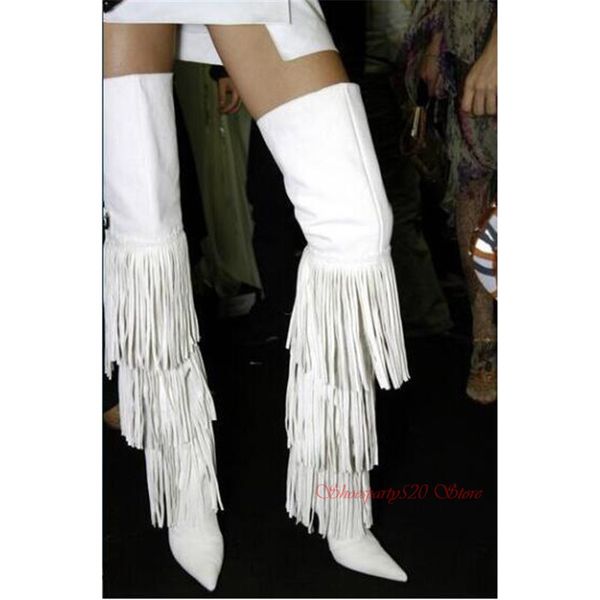 suede leather women tassel designer thin high heel boots pointed toe shoes women concise runway show thigh high over knee boots, Black
suede leather women tassel designer thin high heel boots pointed toe shoes women concise runway show thigh high over knee boots, Black