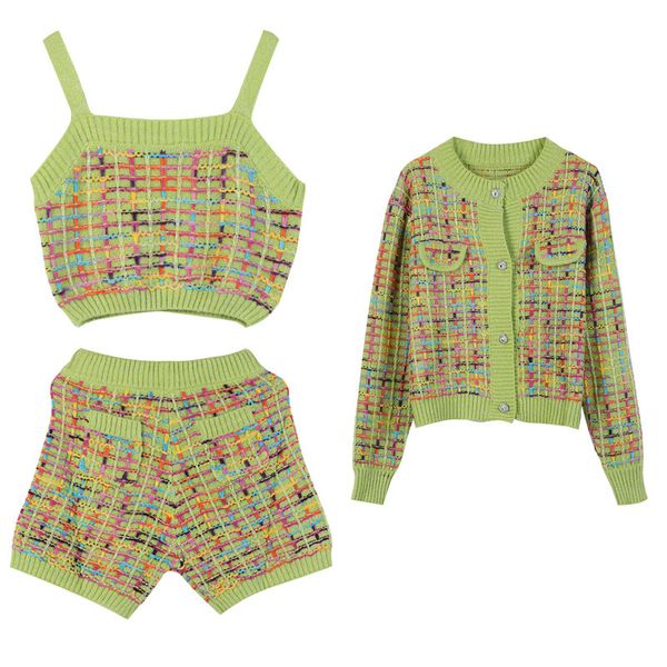 babyoung new autumn winter new women's wear contrast color gold line striped green sling knitted shorts cardigan three-piece set x0923, Gray
babyoung new autumn winter new women's wear contrast color gold line striped green sling knitted shorts cardigan three-piece set x0923, Gray