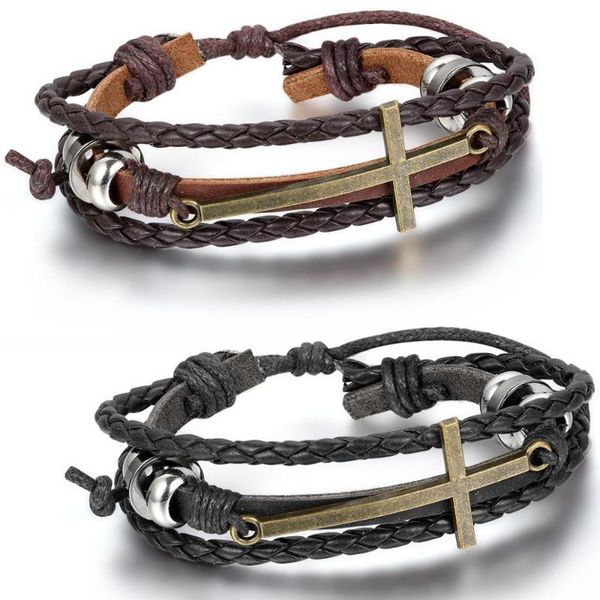 charm bracelets boniskiss vintage leather & bangles metal cross jesus bracelet black brown color adjustable men women jewelry, Golden;silver
charm bracelets boniskiss vintage leather & bangles metal cross jesus bracelet black brown color adjustable men women jewelry, Golden;silver