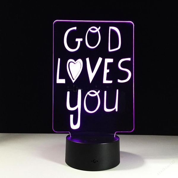 God Loves You 3d Optical Illusion Lamp Night Light Dc 5v Usb 5th Battery Wholesale Dropshipping Ing