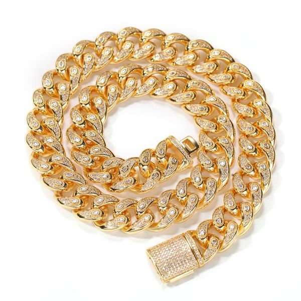 16/18" 15mm copper eyebagnette cuban link necklace iced out cz hip hop choker jewelry gold color for men luxury box clasp, Silver
16/18" 15mm copper eyebagnette cuban link necklace iced out cz hip hop choker jewelry gold color for men luxury box clasp, Silver
