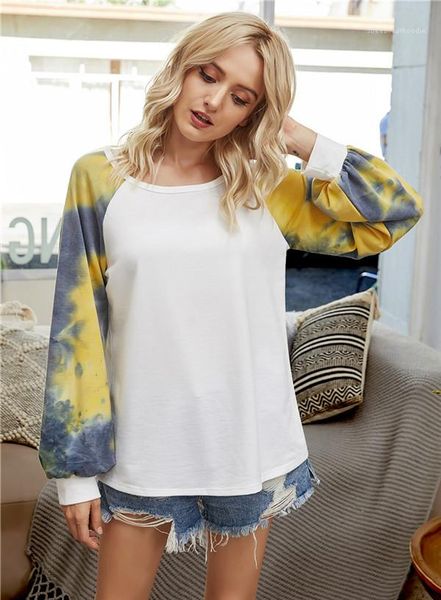 womens tshirts long sleeve home casual womens designer tees round neck female t shirts tie dye patchwork, White
womens tshirts long sleeve home casual womens designer tees round neck female t shirts tie dye patchwork, White