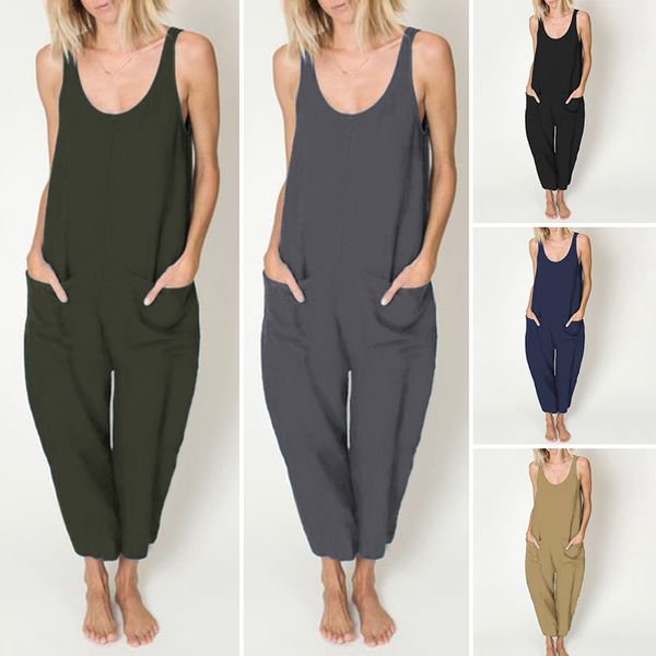 2020 summer rompers vonda women fashion solid long jumpsuits sleeveless vintage casual wide leg pants loose dungarees 5xl, Black;white
2020 summer rompers vonda women fashion solid long jumpsuits sleeveless vintage casual wide leg pants loose dungarees 5xl, Black;white