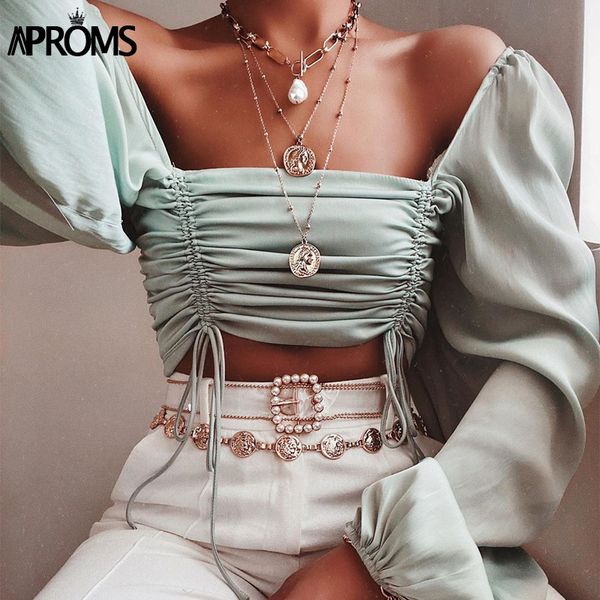 aproms vintage square neck lantern sleeve blouse shirt women ruched pleated short blouses streetwear elastic crop 2020, White
aproms vintage square neck lantern sleeve blouse shirt women ruched pleated short blouses streetwear elastic crop 2020, White