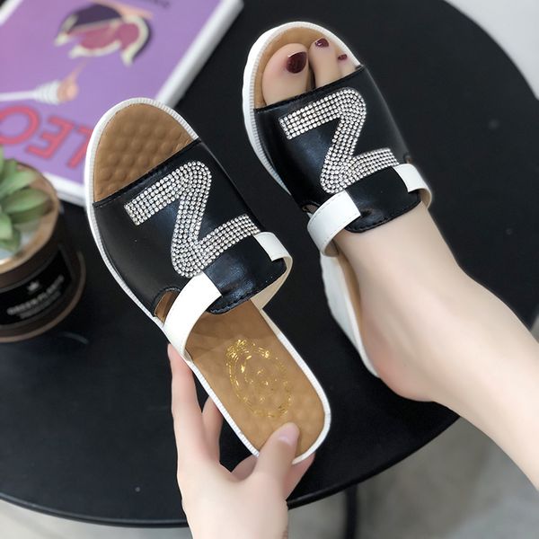 summer wedges flat slippers women's sequined beach stitching slippers fashion casual open toe hollow female leather, Black
summer wedges flat slippers women's sequined beach stitching slippers fashion casual open toe hollow female leather, Black