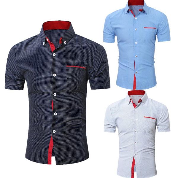 men's casual shirts shirt men summer 2021 short sleeve polyester mens business slim dot print blouse w412, White;black
men's casual shirts shirt men summer 2021 short sleeve polyester mens business slim dot print blouse w412, White;black