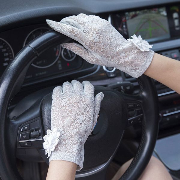 1 pairs touch screen sunscreen gloves elegant lace guante wrist sun protection anti uv driving guantes no-slip fabric gloves, Blue;gray
1 pairs touch screen sunscreen gloves elegant lace guante wrist sun protection anti uv driving guantes no-slip fabric gloves, Blue;gray