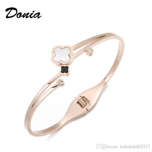 donia jewelry european and american popular lucky flower rose gold plating exaggerated titanium steel adjustable bracelet, Black
donia jewelry european and american popular lucky flower rose gold plating exaggerated titanium steel adjustable bracelet, Black