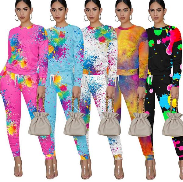 women two pieces outfits graffiti print long sleeve t shirt pullovers + pants tie dye splash ink tracksuit fashion sportswear clothes d92304, White
women two pieces outfits graffiti print long sleeve t shirt pullovers + pants tie dye splash ink tracksuit fashion sportswear clothes d92304, White