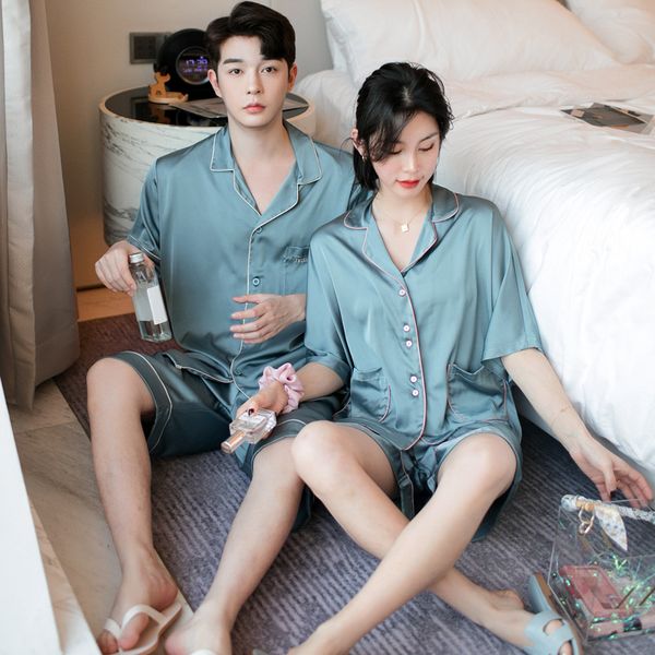 men's sleepwear fzslcyiyi summer silk couples pajamas set short sleeve with pocket shorts men and women loose style home suit pjs, Black;brown
men's sleepwear fzslcyiyi summer silk couples pajamas set short sleeve with pocket shorts men and women loose style home suit pjs, Black;brown