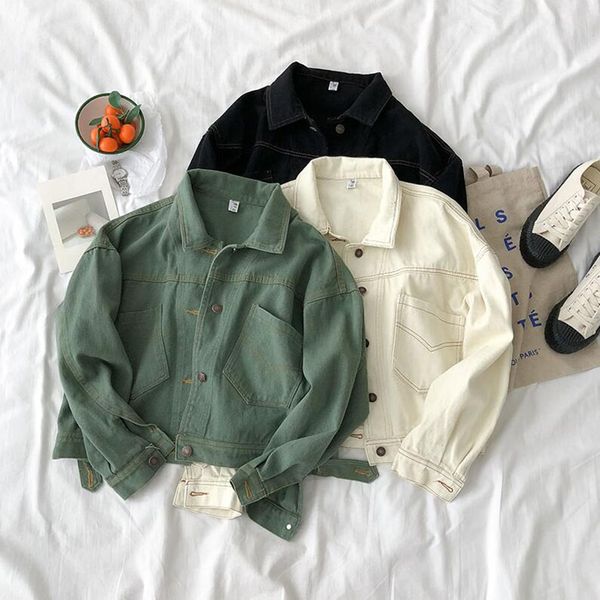 plus size vintage solid women jean jacket 2020 autumn korean loose long sleeve short denim jackets casual female jeans coat, Black;brown
plus size vintage solid women jean jacket 2020 autumn korean loose long sleeve short denim jackets casual female jeans coat, Black;brown