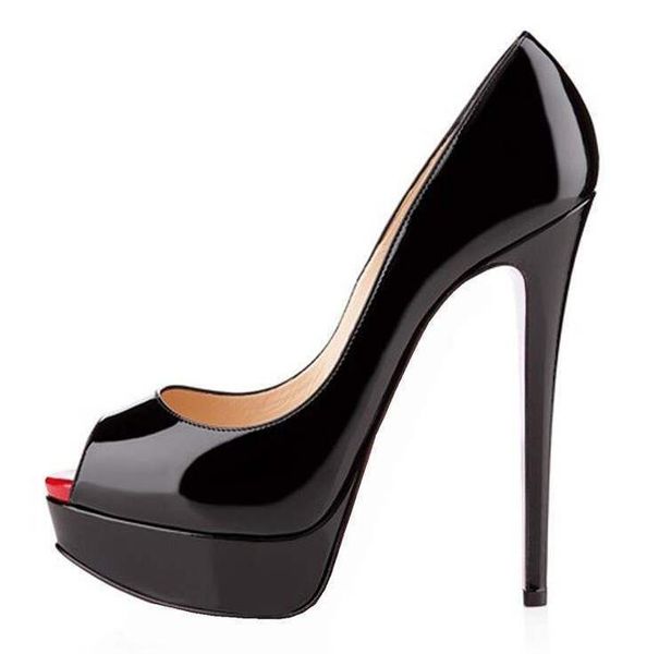 classics brand women high heel shoes 14cm thin heel peep toe sandals patent leather soled red wedding shoes 35-43, Black
classics brand women high heel shoes 14cm thin heel peep toe sandals patent leather soled red wedding shoes 35-43, Black