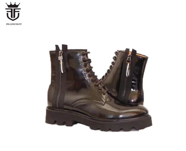 fr.lancelot new leather boots men patent leather boot thick heel men short ankle booties rubber sole party shoes lace boots, Black
fr.lancelot new leather boots men patent leather boot thick heel men short ankle booties rubber sole party shoes lace boots, Black