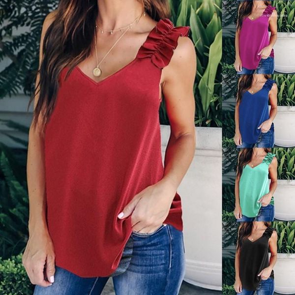 solid color ladies pleated shoulder sleeveless womens t-shirt summer cool v-neck women tshirts fashion, White
solid color ladies pleated shoulder sleeveless womens t-shirt summer cool v-neck women tshirts fashion, White