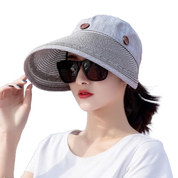 35cm m19 women summer large wide brim beach sun hat cap button straw hat summer anti-uv visor hats beach holiday cap, Blue;gray
35cm m19 women summer large wide brim beach sun hat cap button straw hat summer anti-uv visor hats beach holiday cap, Blue;gray