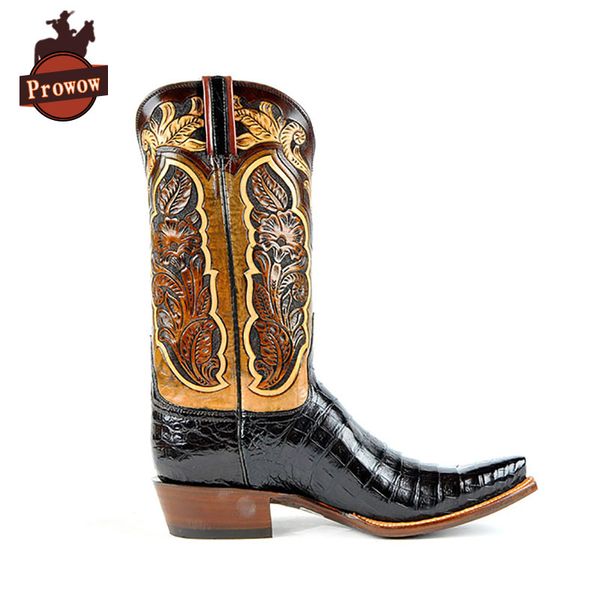prowow women western cowboy boots genuine leather handmade patchwork fretwork high heels mid-calf corral ladies boots, Black
prowow women western cowboy boots genuine leather handmade patchwork fretwork high heels mid-calf corral ladies boots, Black