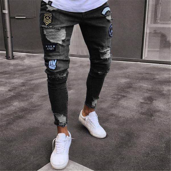 2020 new brand designer slim fit ripped jeans men hi-street mens distressed denim joggers knee holes washed destroyed jeans, Blue
2020 new brand designer slim fit ripped jeans men hi-street mens distressed denim joggers knee holes washed destroyed jeans, Blue