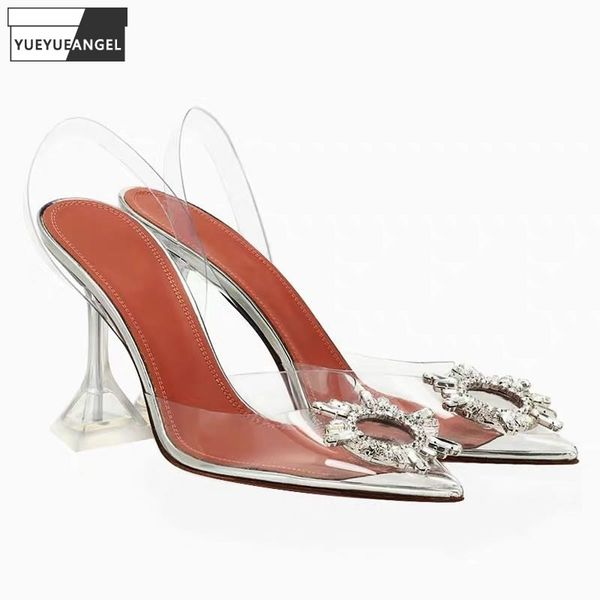 women high heels dress sandals diamonds transparent pointed toe strange style stiletto sandal female office slip-on shoes, Black
women high heels dress sandals diamonds transparent pointed toe strange style stiletto sandal female office slip-on shoes, Black