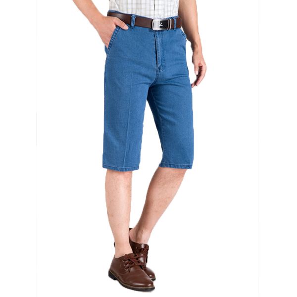 summer thin jeans fattening to increase the elasticity of men's cotton denim five-minute shorts, Blue
summer thin jeans fattening to increase the elasticity of men's cotton denim five-minute shorts, Blue