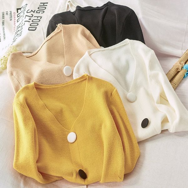 blackday women sweater coat knitted cardigan solid color loose autumn winter v-neck soft knitted outwear korean style sweaternew, White
blackday women sweater coat knitted cardigan solid color loose autumn winter v-neck soft knitted outwear korean style sweaternew, White