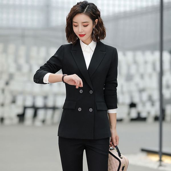 casual long-sleeved professional pants suit 2020 new slim waist double-breasted black blazer office suit two-piece, White
casual long-sleeved professional pants suit 2020 new slim waist double-breasted black blazer office suit two-piece, White
