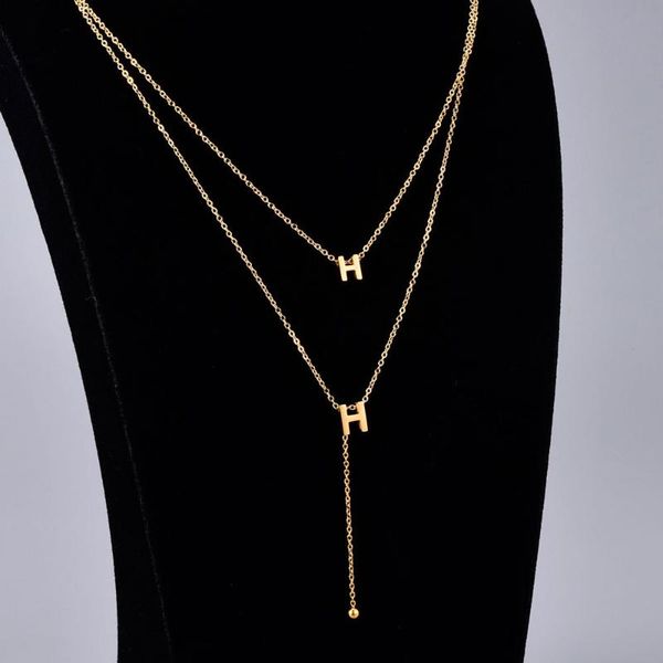 hongcheng jewellery stainless steel letter h pendant necklace luxury double clavicle chain women tassel necklaces hcl253, Silver
hongcheng jewellery stainless steel letter h pendant necklace luxury double clavicle chain women tassel necklaces hcl253, Silver
