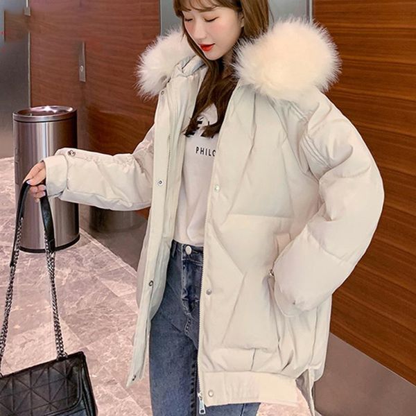 women's down & parkas 2021 winter jacket with zipper hooded solid oversized long woman cotton padded thick fur collar casual outwear, Black
women's down & parkas 2021 winter jacket with zipper hooded solid oversized long woman cotton padded thick fur collar casual outwear, Black