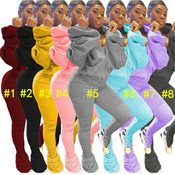 women trasksuit two pieces set off shoulder hooded jacket backless zipper pleated pants solid color autumn winter sports suit d9108, White
women trasksuit two pieces set off shoulder hooded jacket backless zipper pleated pants solid color autumn winter sports suit d9108, White