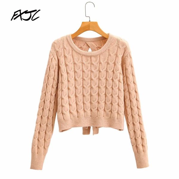 round neck long-sleeved twist pullover open back bow winter women's sweater korean sweet warm knitted fashion female sweater, White;black
round neck long-sleeved twist pullover open back bow winter women's sweater korean sweet warm knitted fashion female sweater, White;black