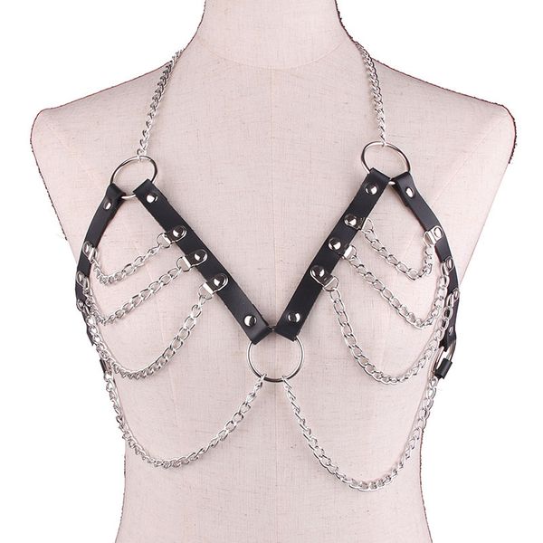 women fashion punk necklace leather decorative metal xiong lian body chain belt integrated jewelry, Black;brown
women fashion punk necklace leather decorative metal xiong lian body chain belt integrated jewelry, Black;brown
