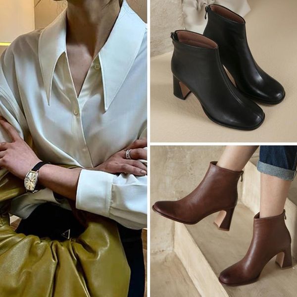 women ankle boots autumn pu leather office fashion female footwear zipper block high heels short boots 2020 winter ladies shoes, Black
women ankle boots autumn pu leather office fashion female footwear zipper block high heels short boots 2020 winter ladies shoes, Black