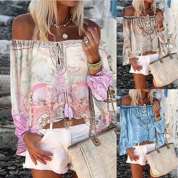 women blouse shirt off shoulder floral print blouse shirts lace-up hollow vintage flare sleeve ladies office blouses, White
women blouse shirt off shoulder floral print blouse shirts lace-up hollow vintage flare sleeve ladies office blouses, White