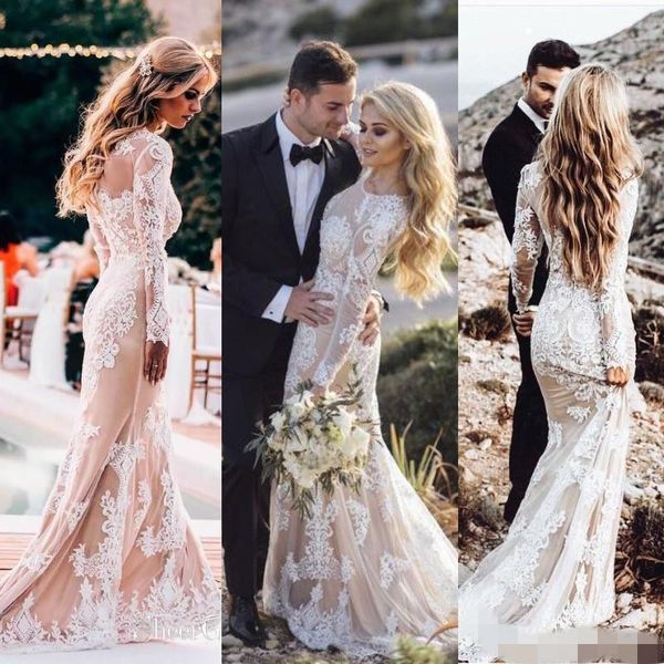 champagne long sleeves wedding dresses lace applique 2021 sweep train scoop neck illusion bodice country wedding gown vestido de novia, White
champagne long sleeves wedding dresses lace applique 2021 sweep train scoop neck illusion bodice country wedding gown vestido de novia, White