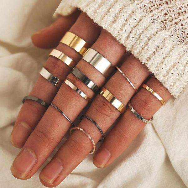14 pcs/set ring with smooth surface thin ring stainless steel rings for women men jewelry boys simple retro large flat jewelry, Golden;silver
14 pcs/set ring with smooth surface thin ring stainless steel rings for women men jewelry boys simple retro large flat jewelry, Golden;silver