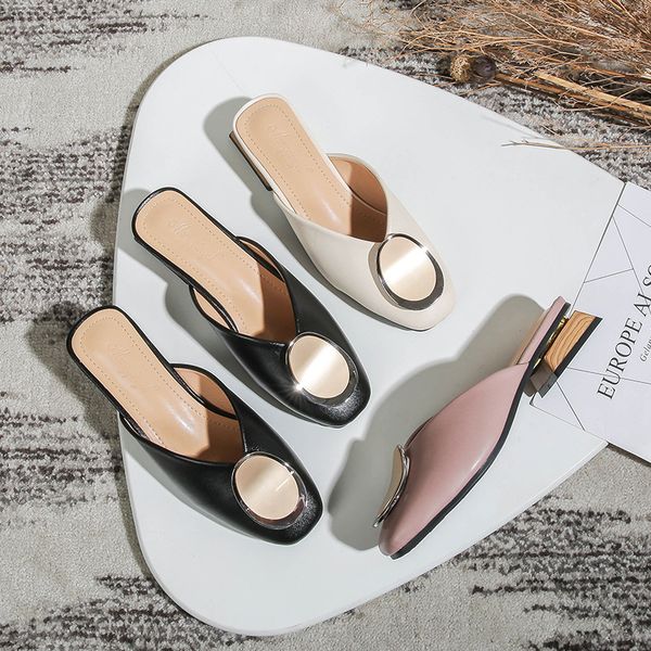 2020 new spring summer europe and american women's shoes fashion metal round buckle leather half slippers women big size 33-43, Black
2020 new spring summer europe and american women's shoes fashion metal round buckle leather half slippers women big size 33-43, Black
