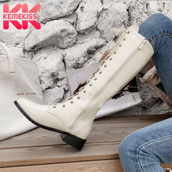 kemekiss new fashion knee high boots round toe zipper lace up new low heel street footwear female cool solid shoes size 32-43, Black
kemekiss new fashion knee high boots round toe zipper lace up new low heel street footwear female cool solid shoes size 32-43, Black