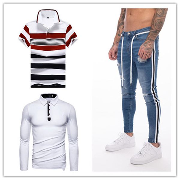 fashion summer mens polos striped printed turn down collar contrast color designer regular tees casual male clothing, White;black
fashion summer mens polos striped printed turn down collar contrast color designer regular tees casual male clothing, White;black