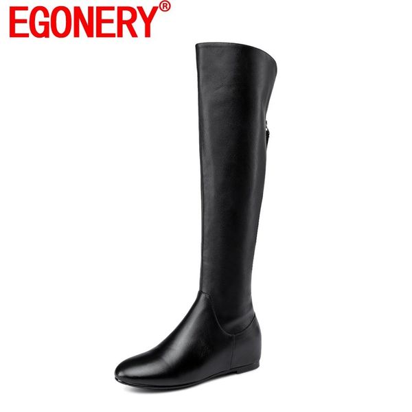 egonery women high boots thin shaft style woman round toe genuine leather shoes wedges side zipper winter fashion long boots, Black
egonery women high boots thin shaft style woman round toe genuine leather shoes wedges side zipper winter fashion long boots, Black