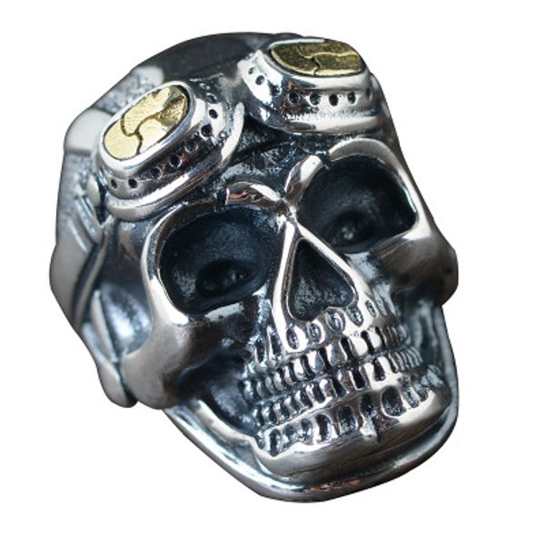 925 sterling silver personalized biker rings for men skull head with pilot glass mens rings resizable
925 sterling silver personalized biker rings for men skull head with pilot glass mens rings resizable